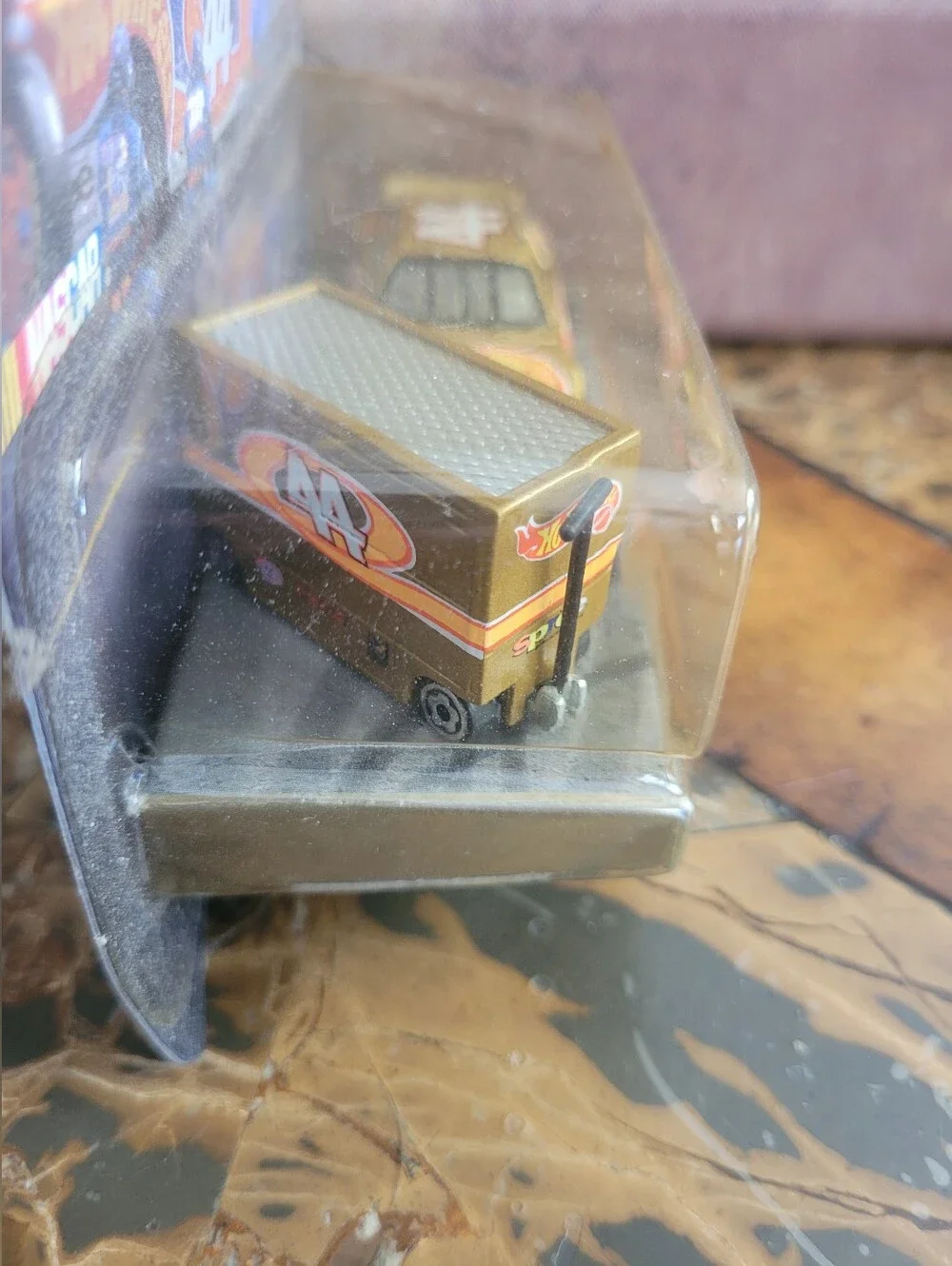 Hot Wheels Racing Car & Trailer Toy - Gold 44 Pit Crew Limited Edition